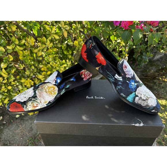 Paul Smith Tudor Velvet Loafer Shoes Floral Black Sz 39 US 6 main image 4